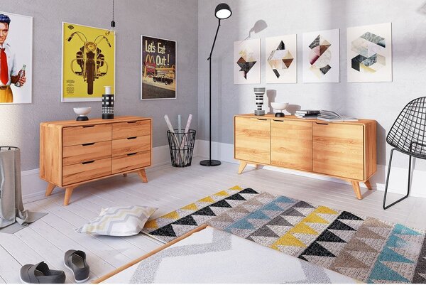 Nizka komoda iz hrastovega lesa 90x63 cm Greg - The Beds