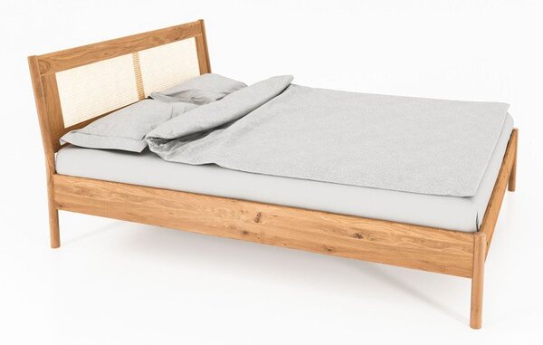 Hrastova zakonska postelja z vzglavjem iz ratana 160x200 cm Pola - The Beds