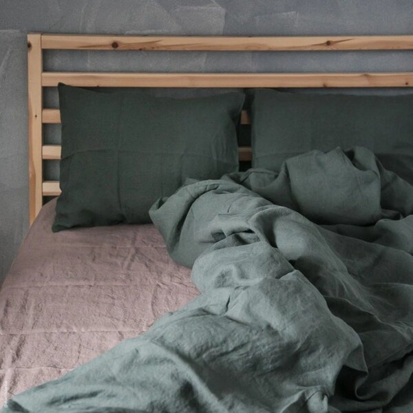 Lanena prevleka za vzglavnik 50x70 cm Forest Green – Linen Tales