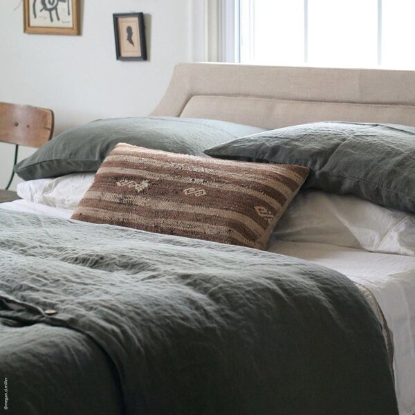 Lanena prevleka za vzglavnik 50x70 cm Forest Green – Linen Tales