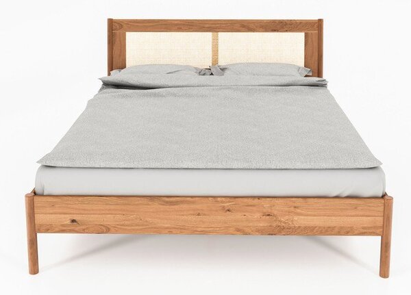 Hrastova zakonska postelja z vzglavjem iz ratana 160x200 cm Pola - The Beds