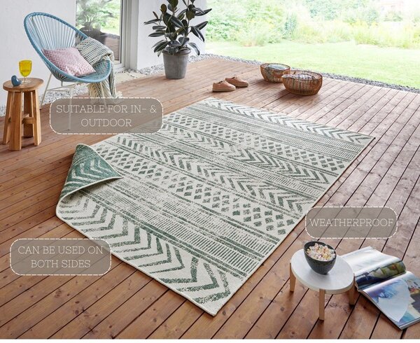 Zeleno-krem zunanja preproga NORTHRUGS Biri, 120 x 170 cm