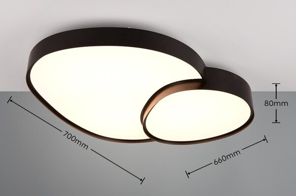 Črna LED stropna svetilka 63.5x77 cm Rise – Trio