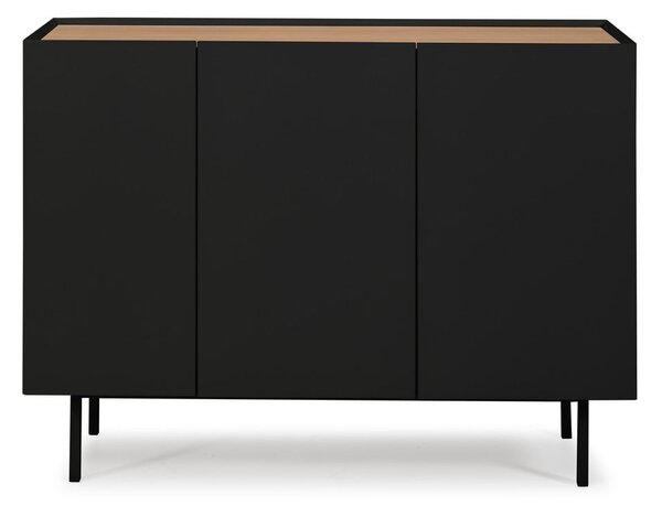Črna nizka komoda v hrastovem dekorju 110x85 cm Arista – Teulat