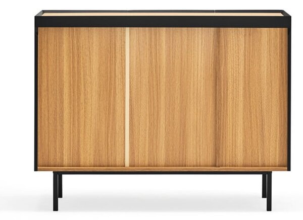 Črna nizka komoda v hrastovem dekorju 110x85 cm Arista – Teulat