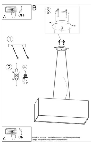 Črna viseča svetilka s senčnikom iz stekla in tekstila Gryfin Bis – Nice Lamps