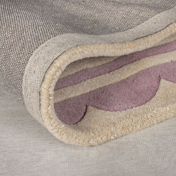 Vijolična/naravna ročno tkana volnena preproga 160x230 cm Lois Scallop – Flair Rugs