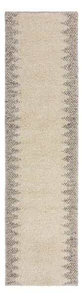 Kremno bel ročno tkan tekač iz mešanice volne 60x230 cm Minerals Border – Flair Rugs