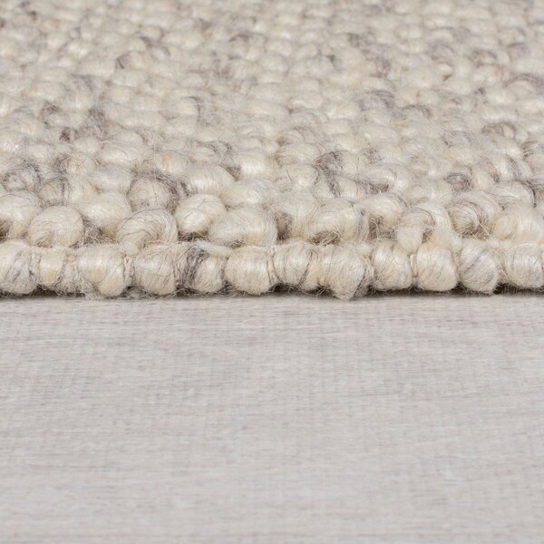 Kremno bel ročno tkan tekač iz mešanice volne 60x230 cm Minerals Border – Flair Rugs