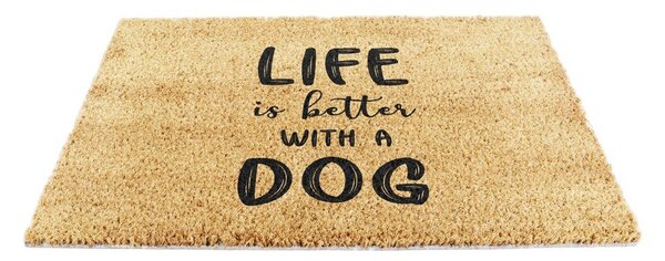 Predpražnik iz kokosovih vlaken 60x90 cm Life Is Better With a Dog – Artsy Doormats