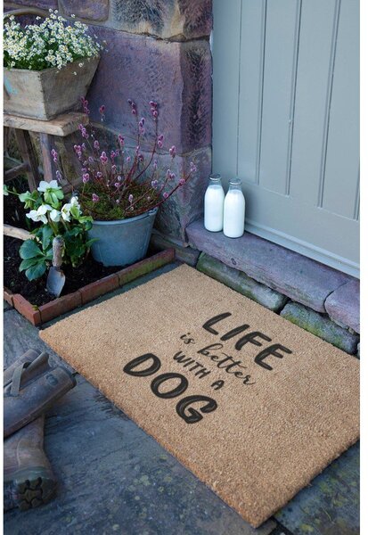 Predpražnik iz kokosovih vlaken 60x90 cm Life Is Better With a Dog – Artsy Doormats