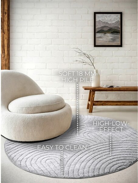 Svetlo siva okrogla preproga ø 200 cm Panglao New York Light Grey – Elle Decoration