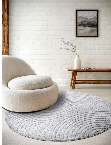 Svetlo siva okrogla preproga ø 200 cm Panglao New York Light Grey – Elle Decoration