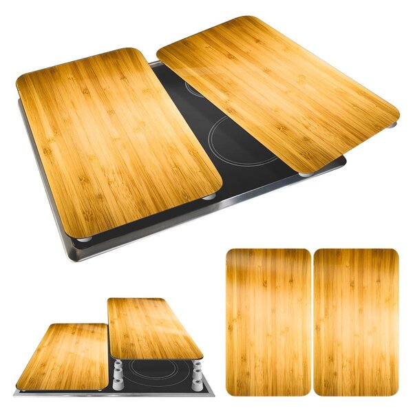 Zaščitne plošče za štedilnik iz kaljenega stekla 2 ks 52x30 cm Wooden – Maximex