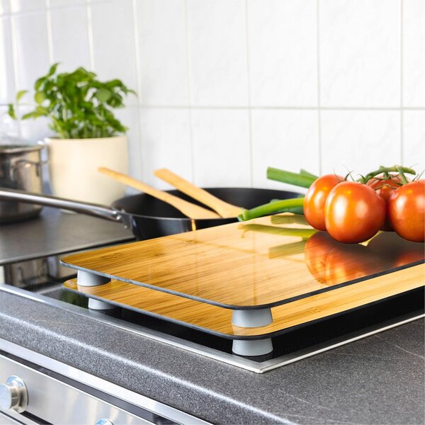 Zaščitne plošče za štedilnik iz kaljenega stekla 2 ks 52x30 cm Wooden – Maximex