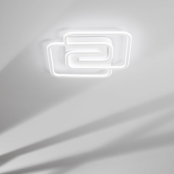 Luce Ambiente Design LED-stenna svetilka Cayman Quadrata, bela, širina 49 cm, kovina, CCT, Bela, Dnevna soba / jedilnica, Kovina, Sodobni