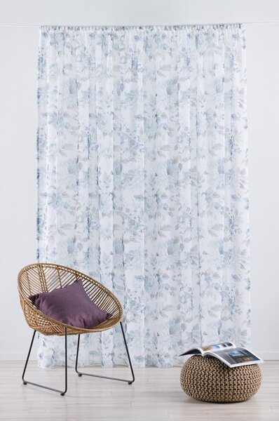 Bela/modra prosojna zavesa 300x260 cm Elsa – Mendola Fabrics