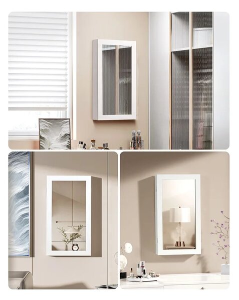 Stenska omarica za nakit z ogledalom EVARIX, bela