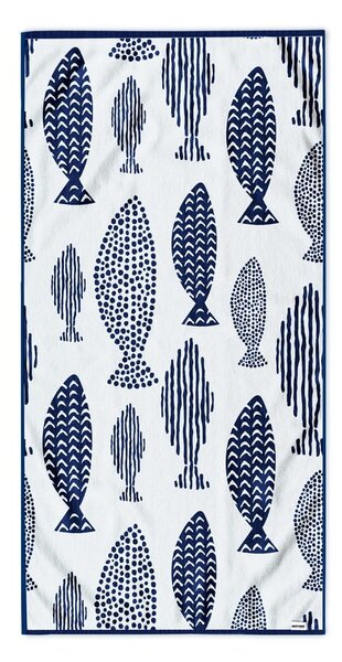 Temno modra brisača za plažo 90x180 cm Fish - DecoKing