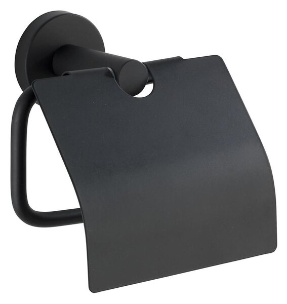 WENKO 24241100-Držalo za toaletni papir BOSIO BLACK 15x13,5 cm nerjavno jeklo/srebrna