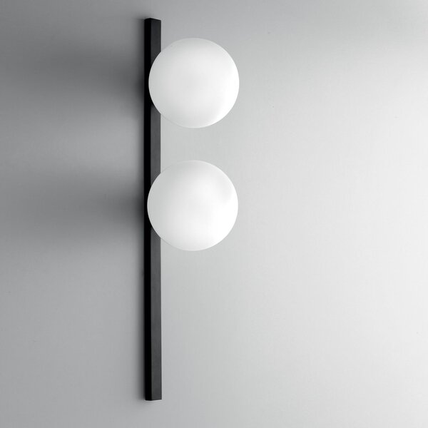 Luce Ambiente Design Stenska svetilka Enoire, višina 60 cm, črna, kovina/steklo, 2-žarilna, zatemnjen, Črna, Dnevna soba / jedilnica, Kovina, Sodobni