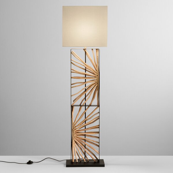 Luce Ambiente Design Stojna svetilka ETHERNAL črna/les/bela, višina 165 cm, les/tkanina, Les, Dnevna soba / jedilnica, Les