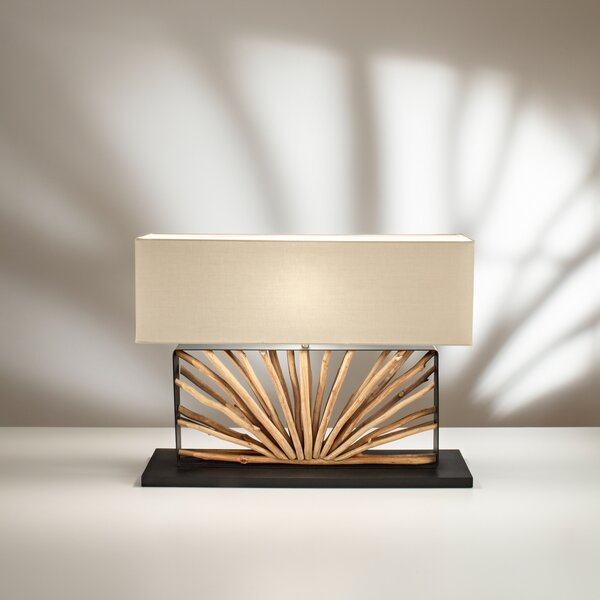 Luce Ambiente Design Namizna svetilka ETHERNAL črna/les/bela, širina 80 cm, les/tkanina, Les, Dnevna soba / jedilnica, Les