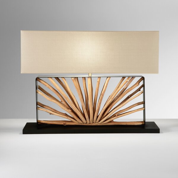Luce Ambiente Design Namizna svetilka ETHERNAL črna/les/bela, širina 80 cm, les/tkanina, Les, Dnevna soba / jedilnica, Les