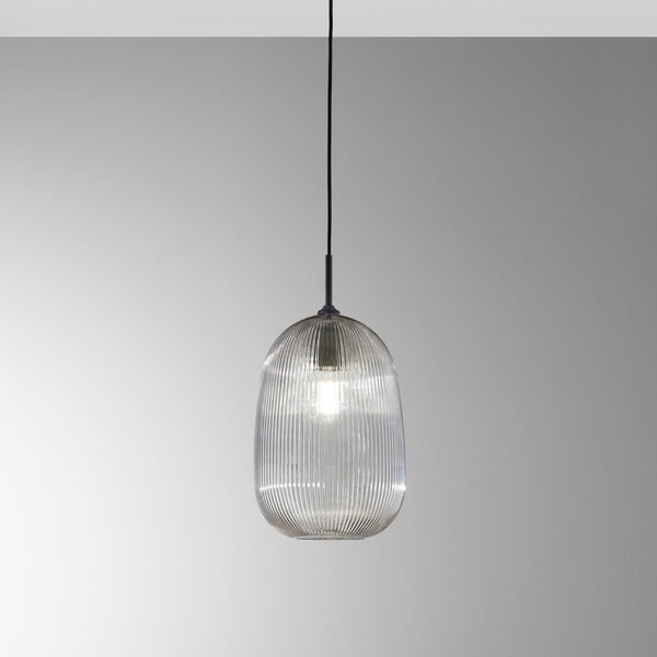 Luce Ambiente Design Visoka svetilka DUKE, siva, Ø 21 cm, steklo, zatemnjen, Siva, Dnevna soba / jedilnica, Steklo