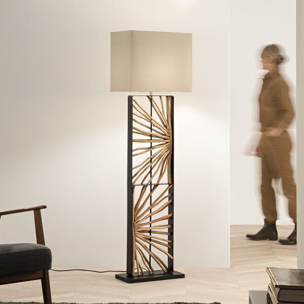 Luce Ambiente Design Stojna svetilka ETHERNAL črna/les/bela, višina 165 cm, les/tkanina, Les, Dnevna soba / jedilnica, Les