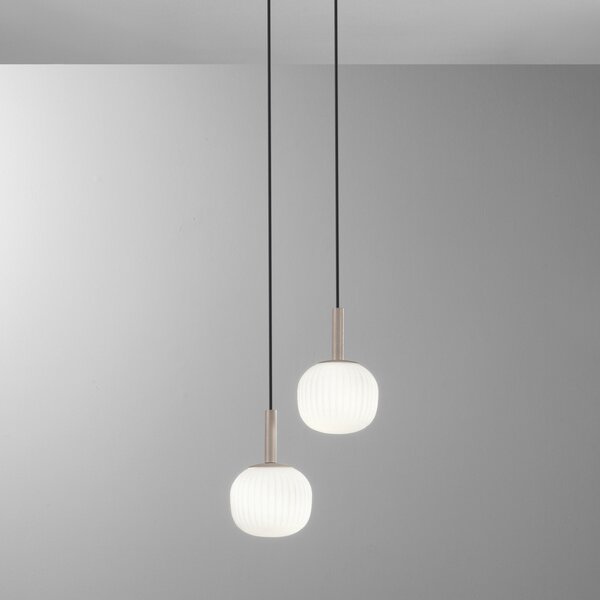 Luce Ambiente Design Visoka svetilka Eris, dolžina 26 cm, rjava/bela, kovina/steklo, 2-žarilna, zatemnjen, Rjava / rjasta, Dnevna soba / jedilnica, Aluminij, Sodobni