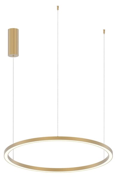 Luce Ambiente Design LED-visoka svetilka Hoop, zlata, Ø 80 cm, kovina, CCT, Zlata / medeninasta, Dnevna soba / jedilnica, Aluminij, Sodobni