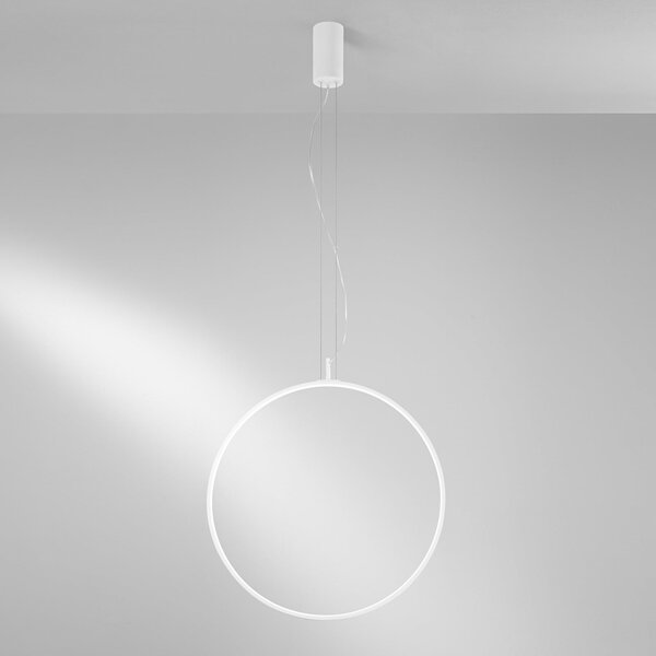 Luce Ambiente Design LED-visoka svetilka Toorx, bela, Ø 60 cm, kovina, CCT, Bela, Dnevna soba / jedilnica, Kovina, Sodobni