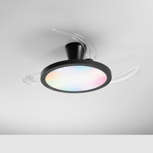 INTEC LED stropni ventilator Condor, črn, premer 106 cm, CCT RGB, tiho delovanje, zatemnjen, Črna, Dnevna soba / jedilnica, Plastika, Sodobni