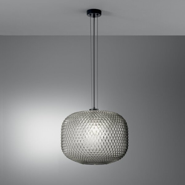Luce Ambiente Design Visoka svetilka Ashford, dimno siva, Ø 40 cm, steklo, zatemnjen, Siva, Dnevna soba / jedilnica, Steklo