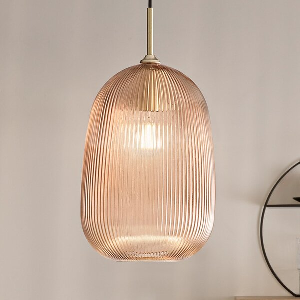 Luce Ambiente Design Visoka svetilka DUKE, jantarne barve, Ø 21 cm, steklo, zatemnjen, Rjava / rjasta, Dnevna soba / jedilnica, Steklo