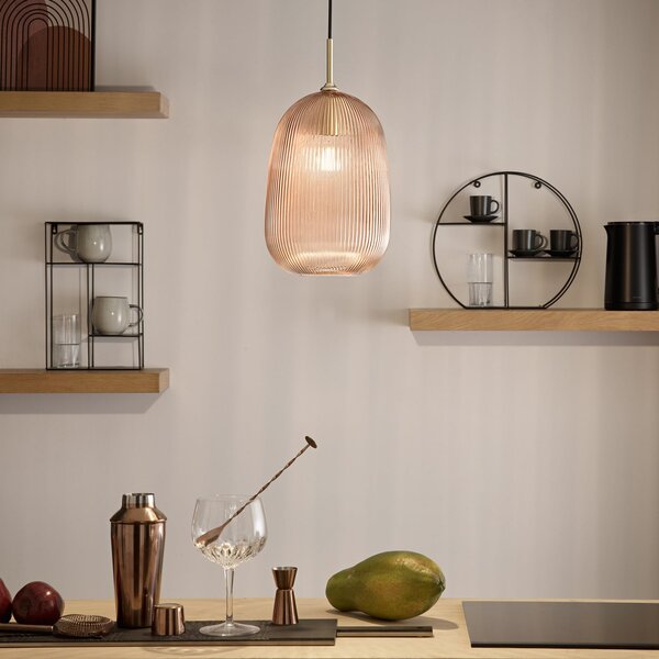Luce Ambiente Design Visoka svetilka DUKE, jantarne barve, Ø 21 cm, steklo, zatemnjen, Rjava / rjasta, Dnevna soba / jedilnica, Steklo