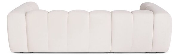 Kremno bela žametna kotna sedežna garnitura (desni kot z ležalnikom) Cube – Bonami Selection