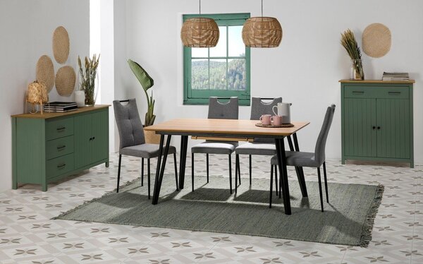 Zelena nizka komoda iz masivnega bora 150x80 cm Miranda – Marckeric