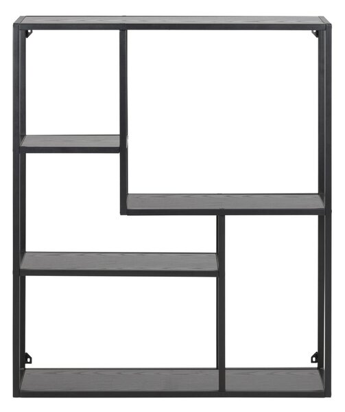 Črna stenska polica v jesenovem dekorju 75x91 cm Seaford – Actona