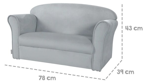 Svetlo siva žametna otroška sedežna garnitura 78 cm Lil Sofa – Roba