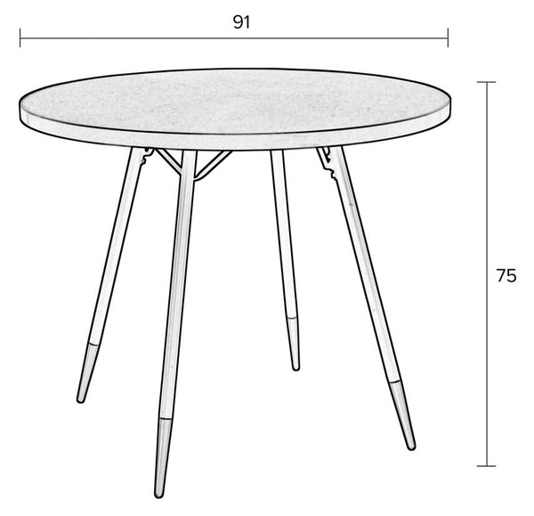 Okrogla jedilna miza z mizno ploščo v orehovem dekorju ø 91 cm Denise – White Label