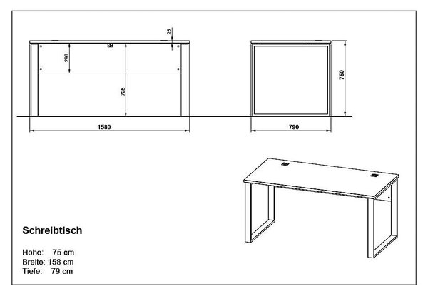 Pisalna miza iz hrastovega dekorja 158x79 cm Lioni - Germania