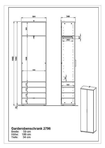 Omara v hrastovem dekorju 59x199 cm Fremont - Germania