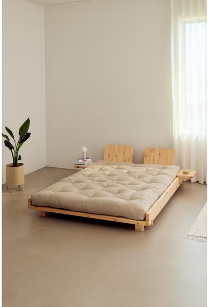 Zakonska postelja iz masivnega bora z letvenim dnom 140x200 cm v naravni barvi Social Bed – Karup Design