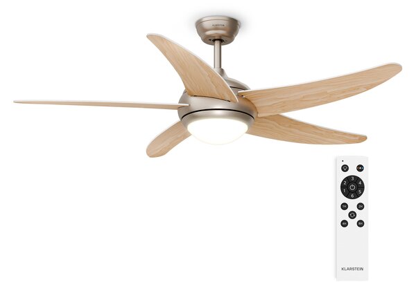 Klarstein Bolero stropni ventilator z lučjo | 132 cm | 35 W | Tiho delovanje | Les