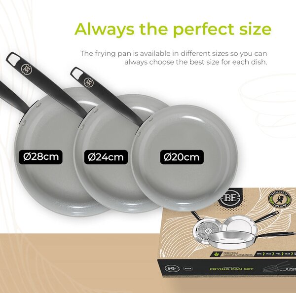 BE Living Set ponev Essential Black 20-24-28 cm