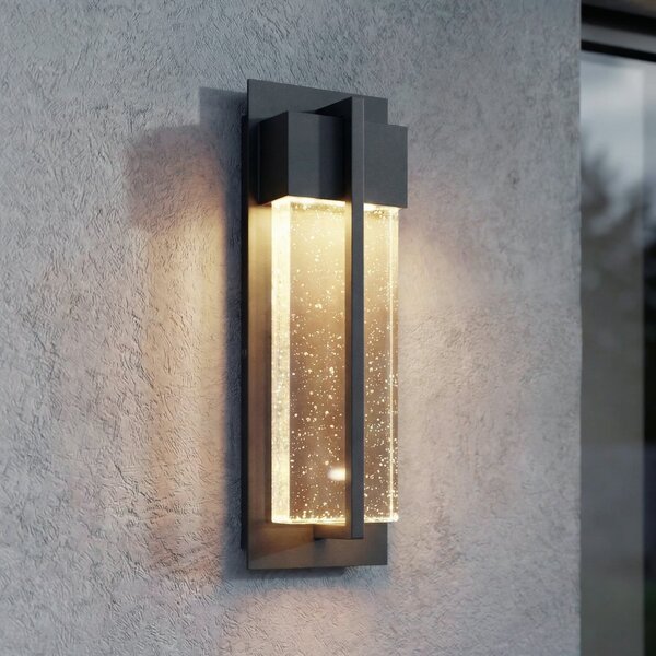 Lucande LED-stenna svetilka za zunanjo uporabo Velune, antracit/prozorno, 35, Črna, Aluminij, Sodobni