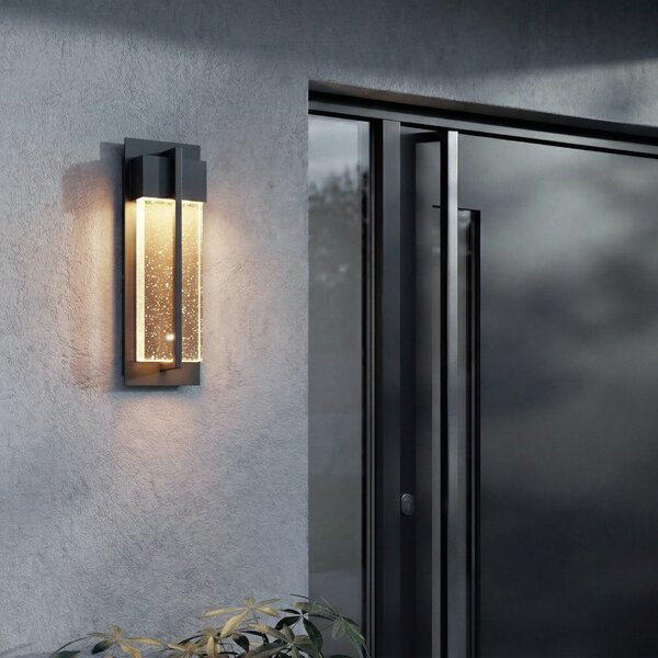 Lucande LED-stenna svetilka za zunanjo uporabo Velune, antracit/prozorno, 35, Črna, Aluminij, Sodobni