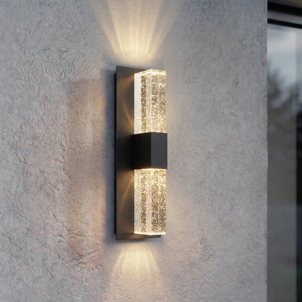 Lucande LED-stenna svetilka za zunanjo uporabo Velune, antracit/prozorno, 46, Črna, Aluminij, Sodobni